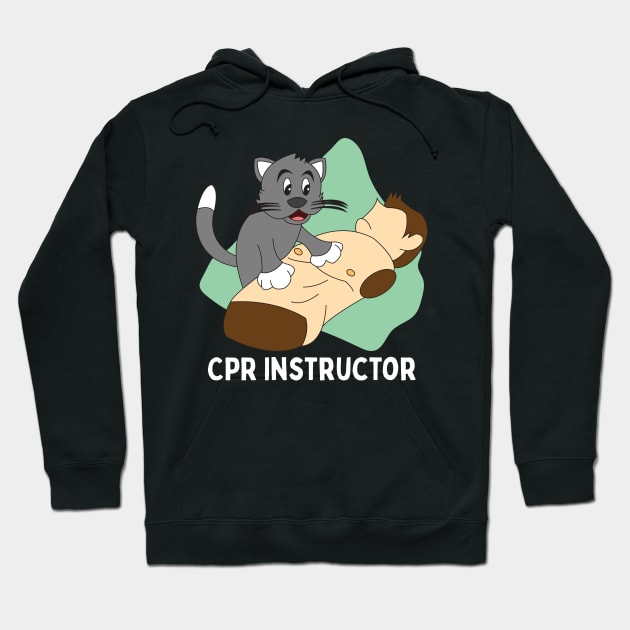 Cat Practicing First Aid Funny CPR Instructor Gift Hoodie by Giggias